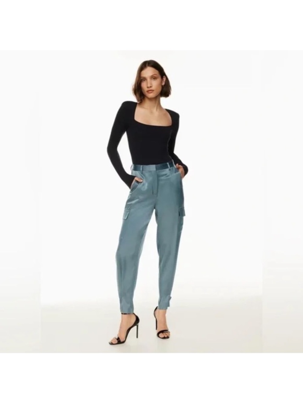Aritzia/Babaton Refined Satin Cargo Pants - Slab Blue
